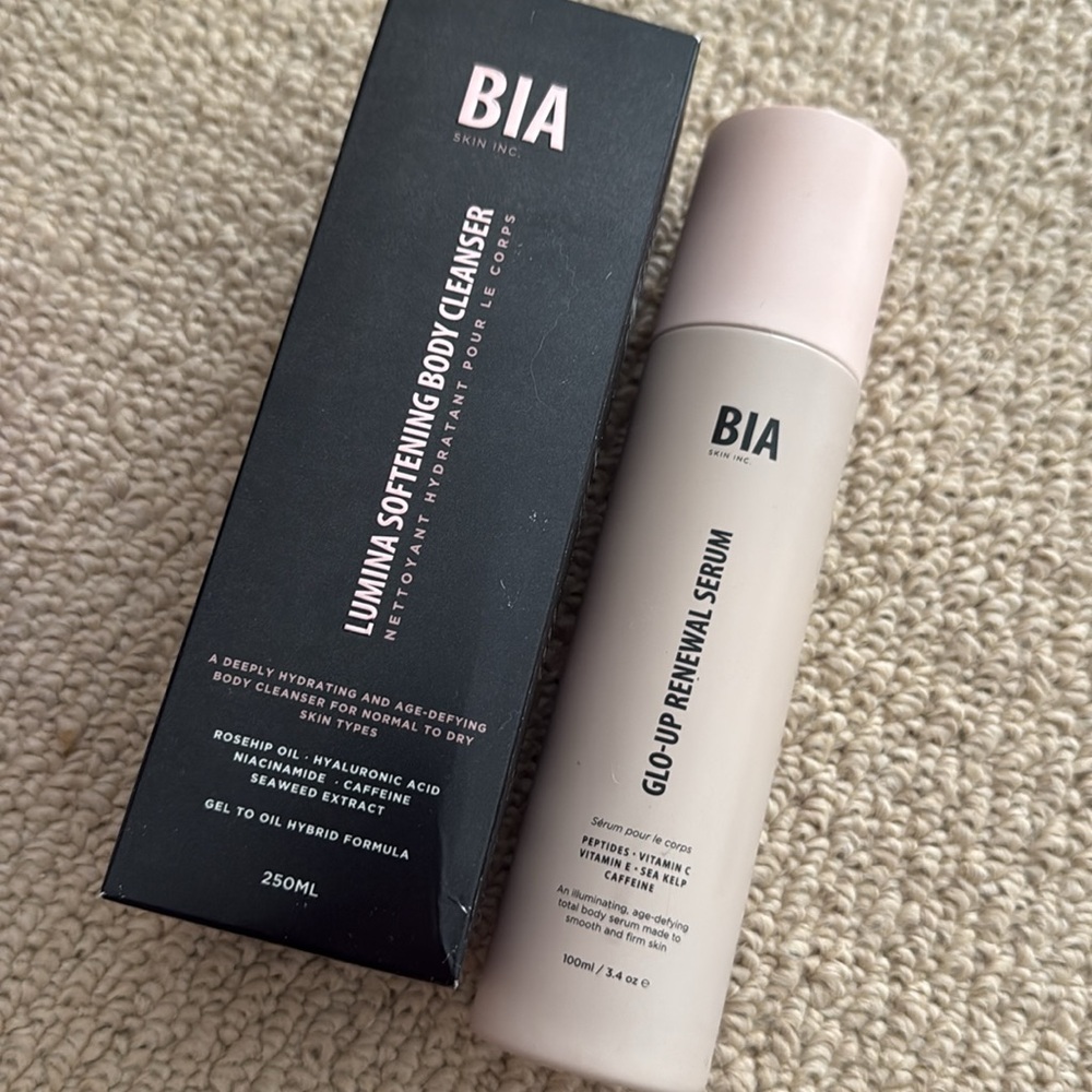 NIB new BIA skin inc. (2)SOFTENING BODY cleanser  renewal serum $96 insane deal